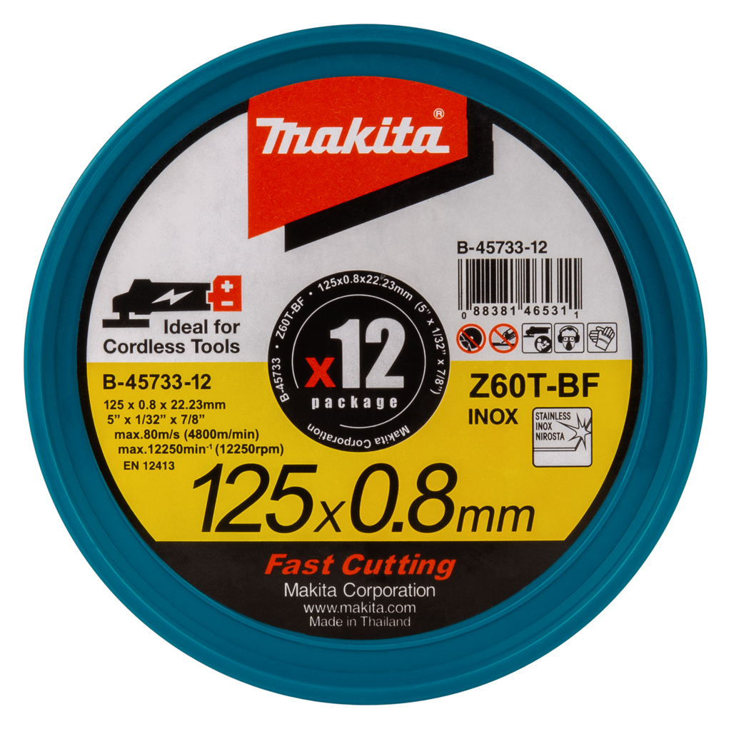 Makita B-45733-12 Doorslijpschijf RVS 125x22,28x0,8mm | Mtools