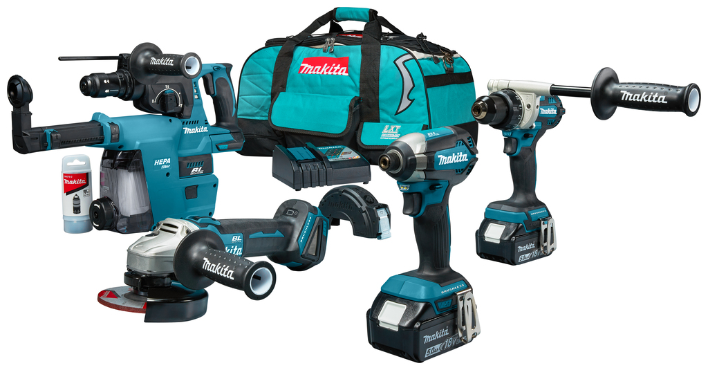 Makita DLX4155TX1 18 V Combiset voor allround tot zwaar boor-, schroef- en slijpwerk | Mtools