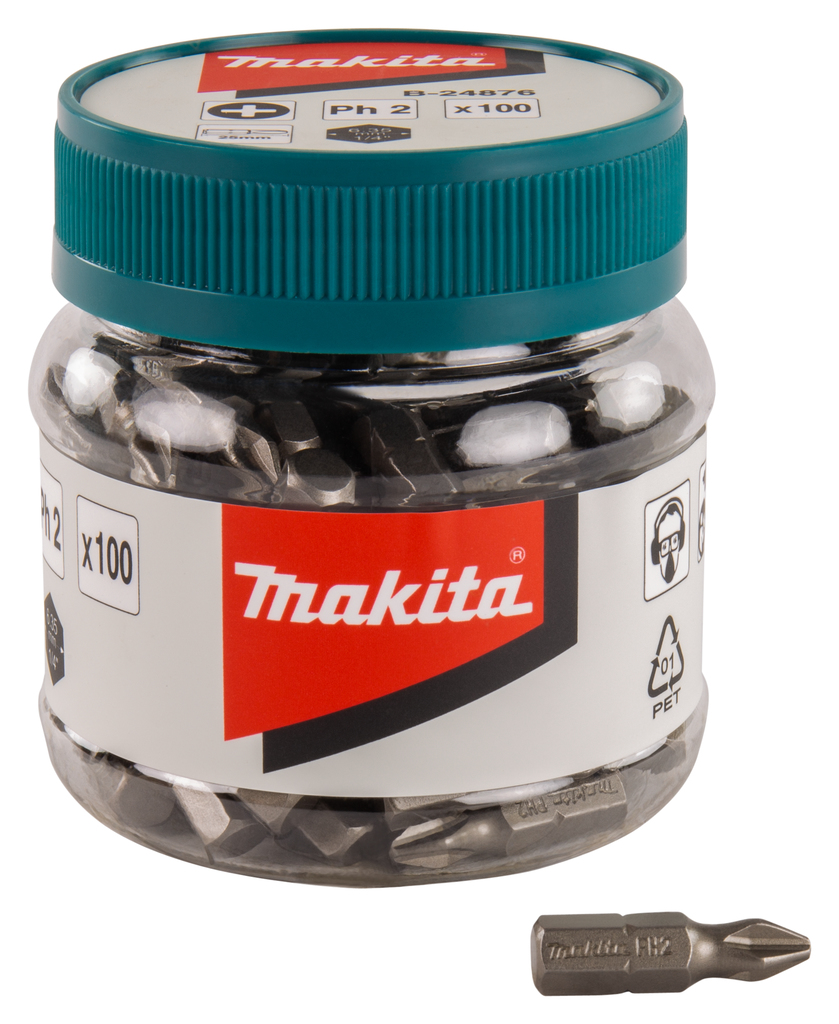 Makita B-24876 Schroefbit PH2x25mm in pot 100 stuks | Mtools