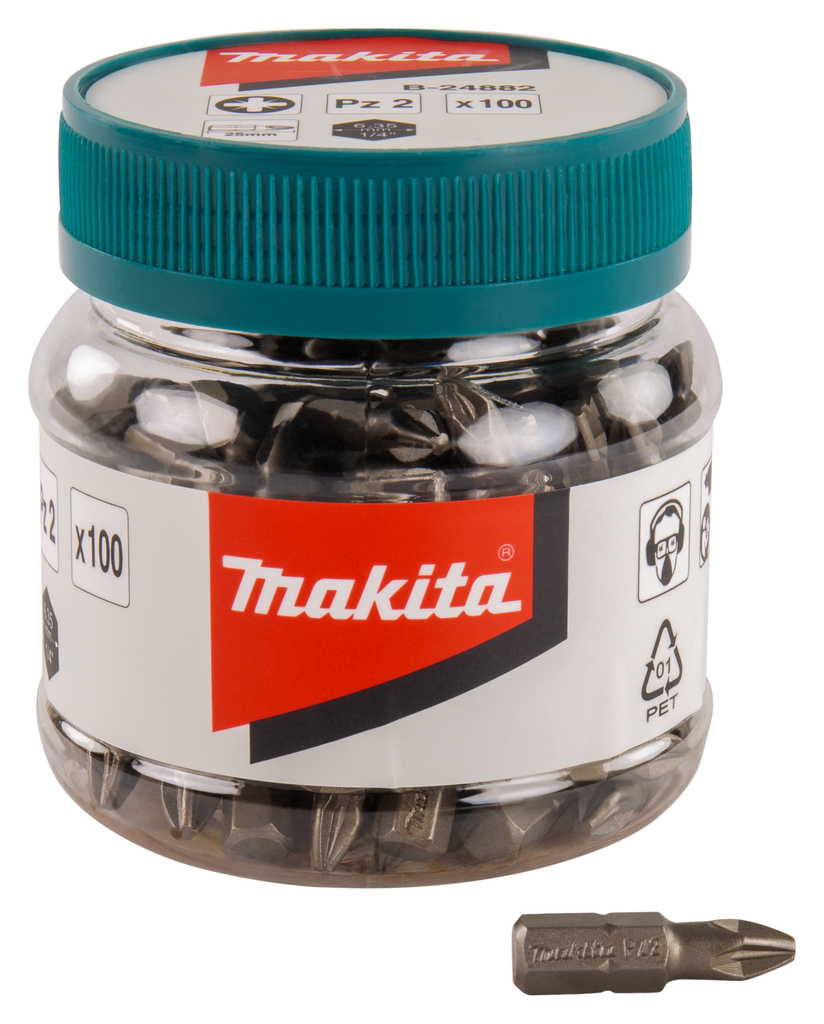 Makita B-24882 Schroefbit PZ2x25mm in pot 100 stuks | Mtools