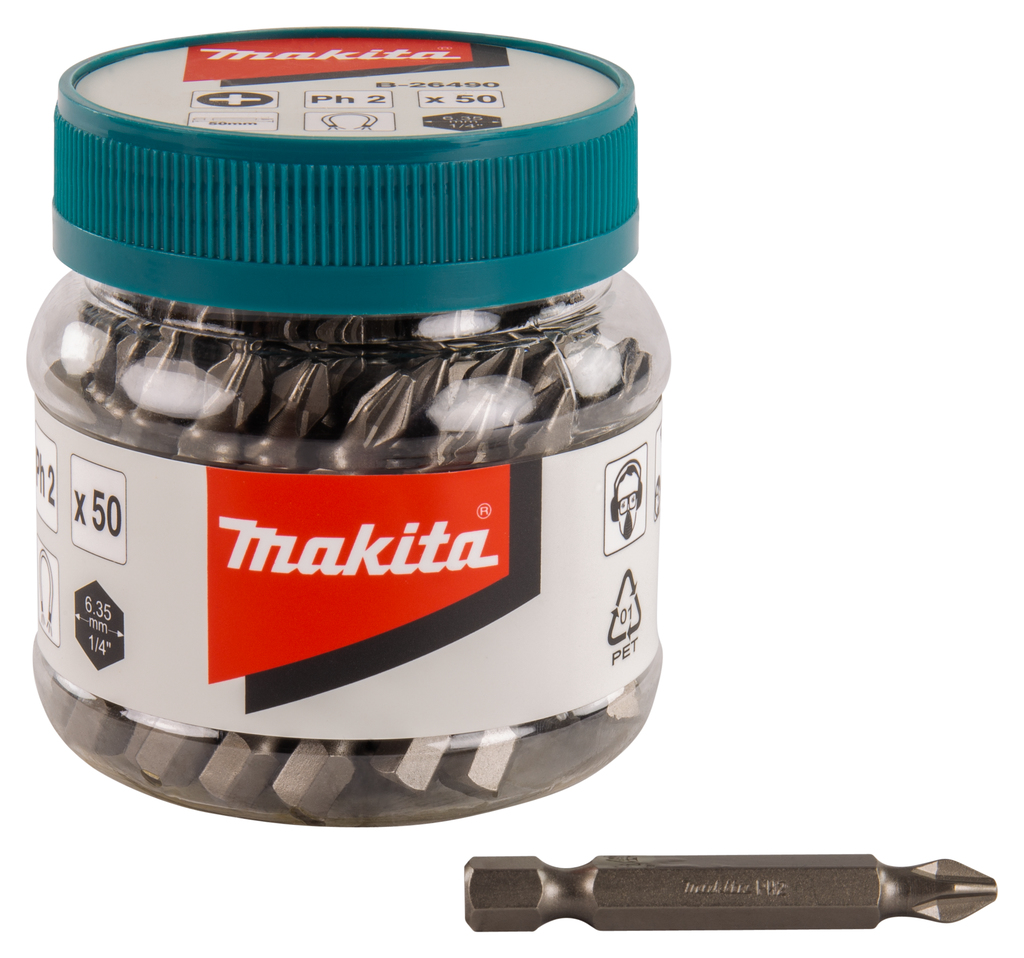 Makita B-26490 Schroefbit PH2X50mm in pot 50 stuks | Mtools