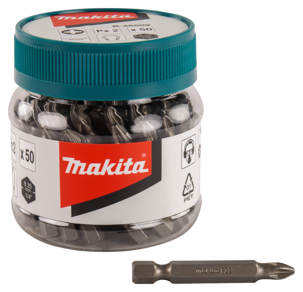 Makita B-26509 Schroefbit PZ2x50mm in pot 50 stuks | Mtools
