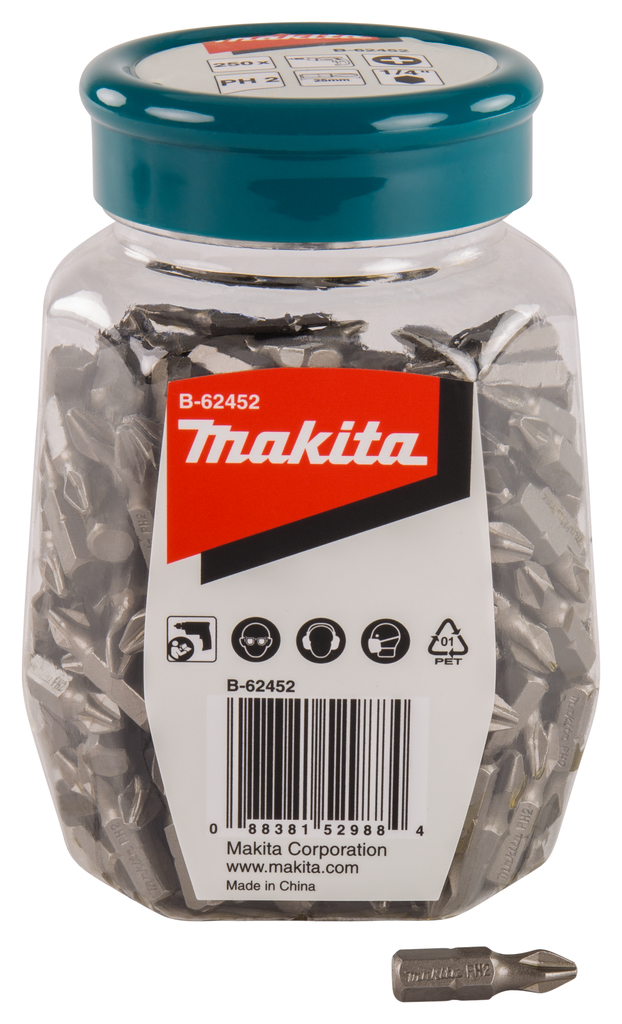 Makita B-62452 Schroefbit PH2X25mm in pot 250 stuks | Mtools