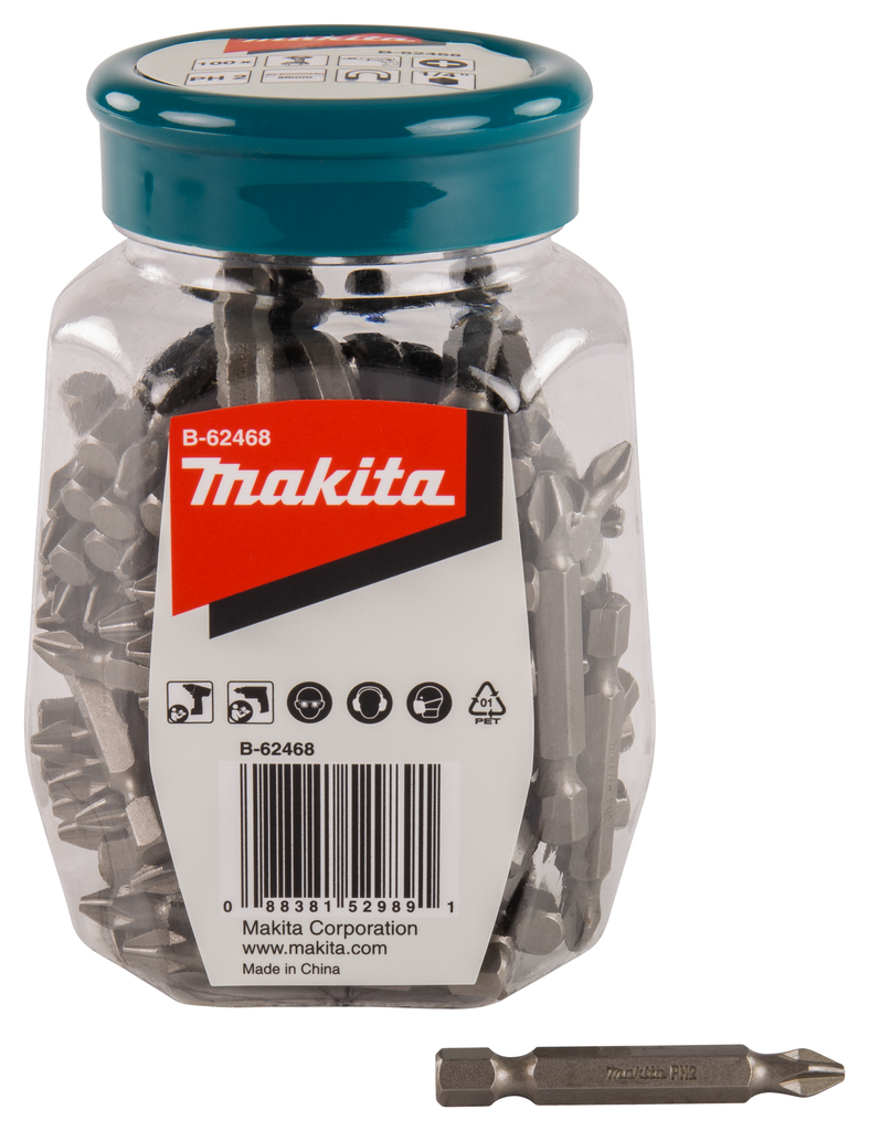 Makita B-62468 Schroefbit PH2X50mm in pot 100 stuks | Mtools