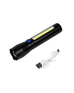 013812 Zaklamp tactical LED + COB oplaadbaar 141 mm