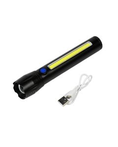 013813 Zaklamp tactical LED + COB oplaadbaar 166 mm