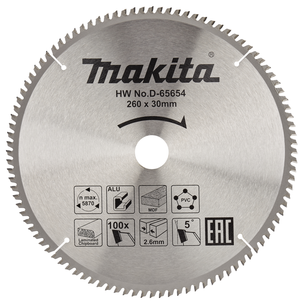 Makita D-65654 Afkortzaagblad div. materialen | Mtools
