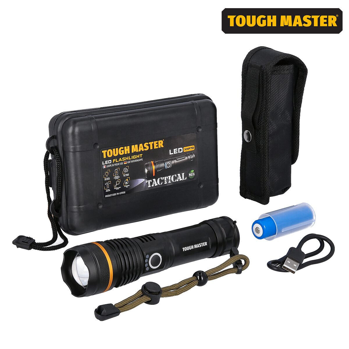 Tough Master LED zaklamp Tactical M8 USB oplaadbaar 1500 lumen | Mtools